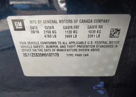 2017 Chevrolet Impala Ls z USA, uszkodzony, nr VIN 2G11Z5S35H9107179